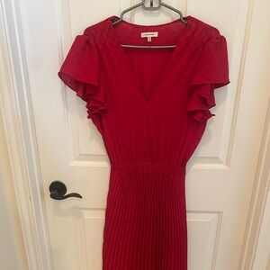 Max Studio Pleated Satin Midi Dress